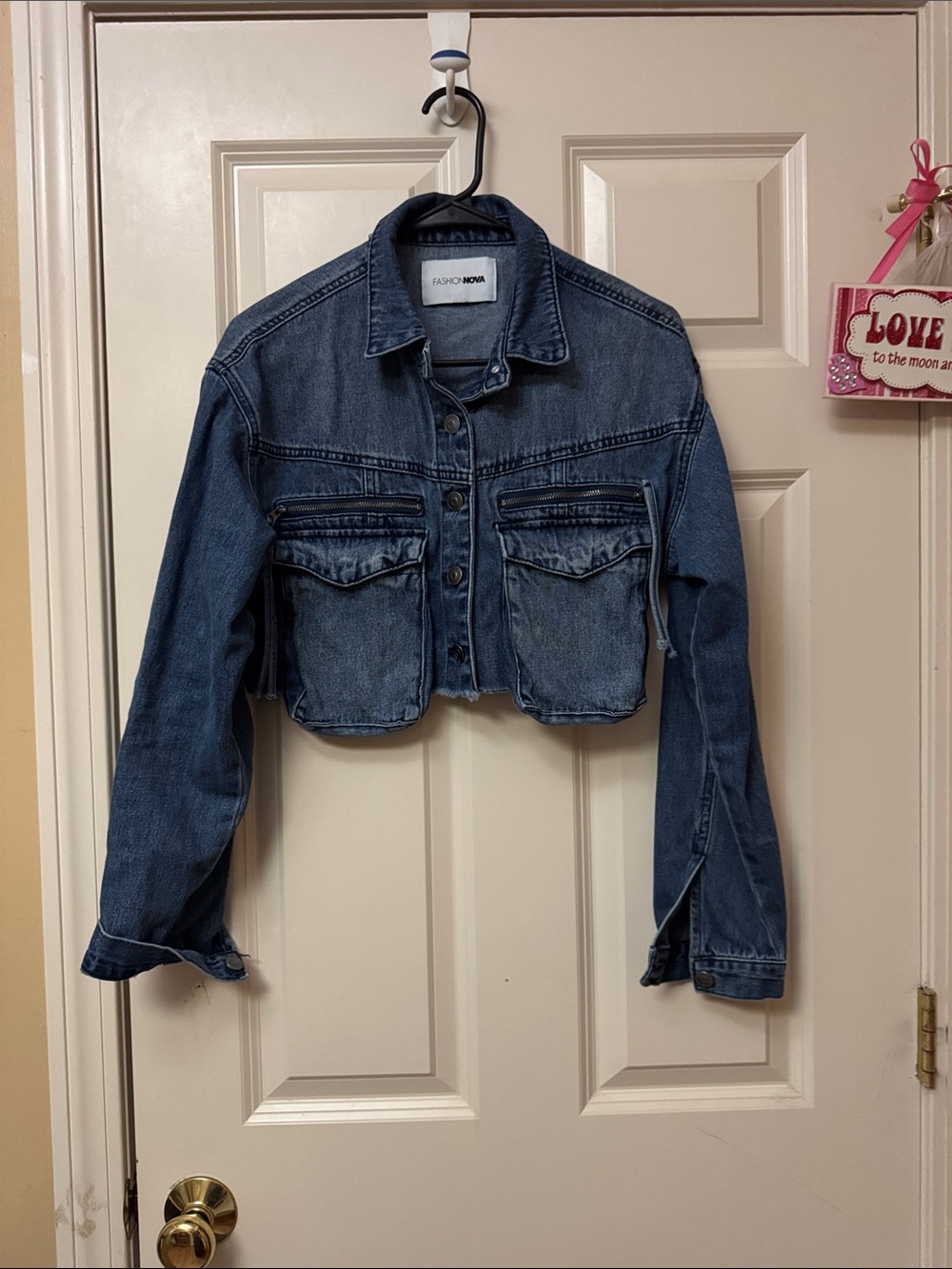 Fashion Nova Blue Cropped Denim Jacket